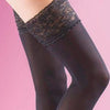 Silky Soft Opaque Luxury Lace Top Hold Ups  - BLACK