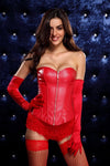 Red PU Leather Zip Corset