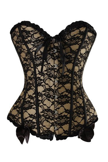 Romantic Lace Overlay Corset with Steel Busk
