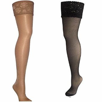Silky Super Shine Lace Top Hold Ups